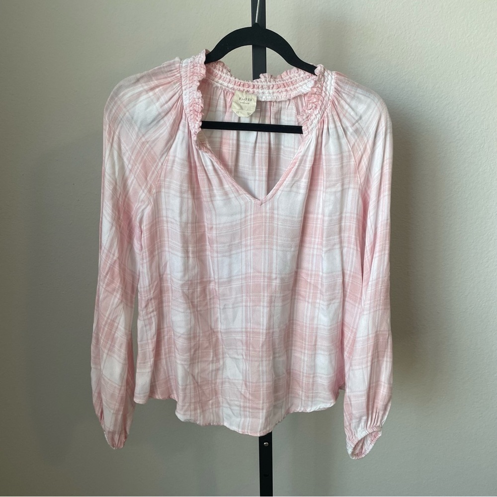 Harper Heritage Pink & White Plaid Blouse Small XS